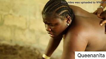 ebony bbw bent over fucked hard in outdoor unfinished building