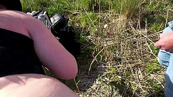 Chubby German Slut Sucks Stranger Cocks Outdoors