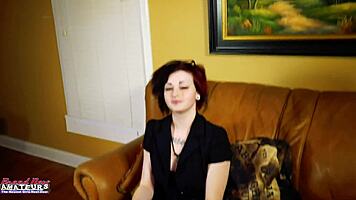 Petite Inked Brunette Coed Marcie Dildo Orgasm Play