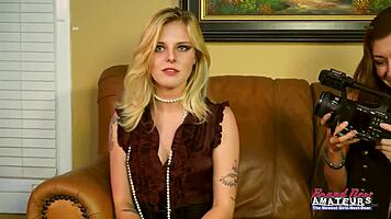 naughty brunette meredith dominates sub blonde mya, eating shaved twats and big tits