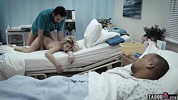 dirty doctor can't resist fucking petite blonde teen patient right in hospital bed
