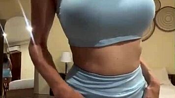 Big tits babe fucks huge dildo bent over homemade doggystyle