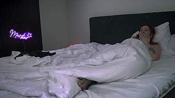 i share bed new years eve passionate creampie ride with sexy redhead babe