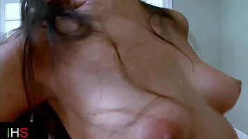 huge black cock bends over shaves asian pussy for cowgirl creampie