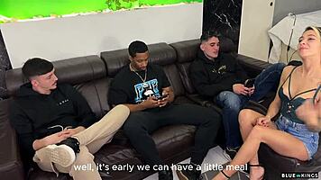 Sofia Sweet endures double vaginal in interracial gangbang