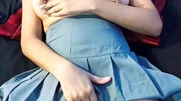 schoolgirl sneaks out to give married teacher her tiny tight anal in homemade escape