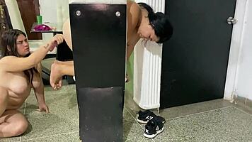 lesbian latina fucks blonde stepsister pussy hard at home