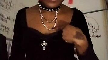 goth dominatrix teases with natural tits in high heels to drain you