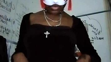 goth dominatrix teases with natural tits in high heels to drain you