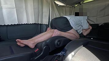 petite japanese beauty rocks car with fellatio and missionary pounding