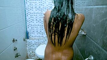 Intense bathroom quickie leaves her breathless