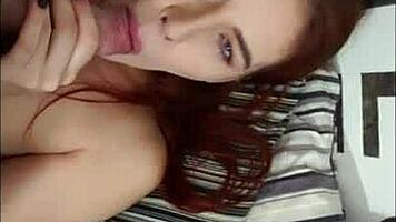 my sexy redhead mistress deepthroats cock for a massive facial cumshot