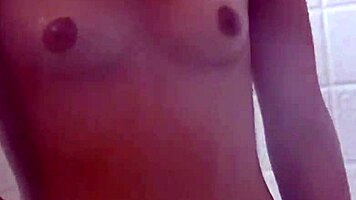 cute amateur teen showers before swallowing cock in tight pussy
