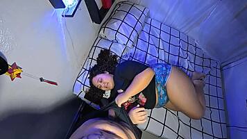 Chubby brazilian beauty dances big ass before plump pussy pounding.