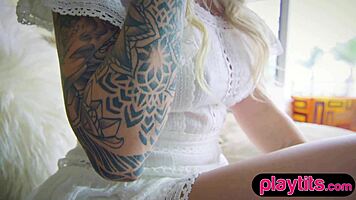Girl check this curvy petite blonde milf bombshell stripping big boobs!