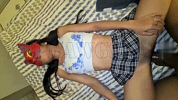 young asian skirt lover takes massive bbc deep