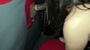 brazilian wife sucks stranger's monster cock at gloryhole while bent over
