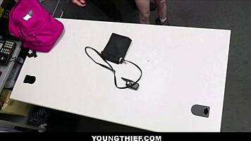 skinny blonde teen agrees to fuck mall cop's big dick after shoplift bust