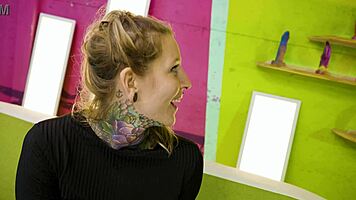 Alt blonde with tattoos masturbates using crazy toys ep 2
