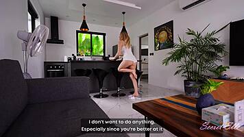Kinky pussy play between roommates turns into secret creampie surprise with Elle