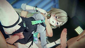 Bound teen takes brutal dp cowgirl sandwich with handjobs in academy scandal