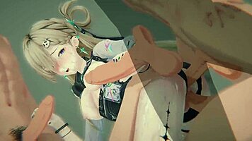 Bound teen takes brutal dp cowgirl sandwich with handjobs in academy scandal