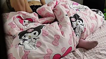 skinny teen spreads panties masturbates orgasms under sheets
