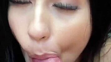 Petite latina brunette endures rough pov deepthroat pounding