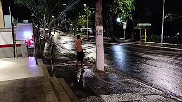 wild brazilian milf spreads for deep creampie punishment on hidden street
