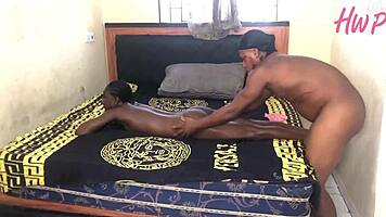 hey my petite ebony pussy gets creampied doggystyle in bedroom