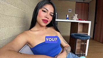 brunette latina babe slurps deep on huge cock in juicy pov