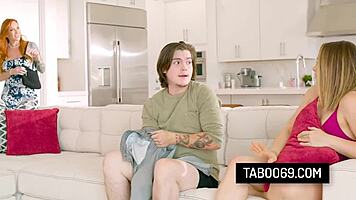 sophia locke and burns get creampied hard by babysitter's boyfriend in threesome