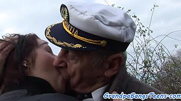 Busty Teen 18+ Grinds Hard on Old Seaman's Massive Cock
