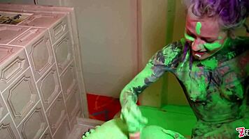 the tattooed dreadhead teen indulges in dildo and color play