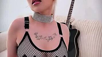 Sandra Luberc Blonde Fishnets Tattoo Tease
