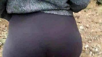 stranger surprises big booty babe for public forest doggystyle fuck