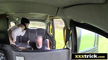 young tourist rims old geezer's ass in british taxi