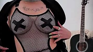 Sandra Luberc Blonde Fishnets Tattoo Tease