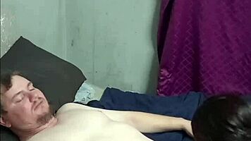 Skinny black slut craves white boss cock in exclusive suck session