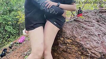 omg cute thai babe licks pussy outdoor real pov creampie with friend 😍