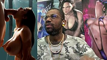Slutty Busty Ebony Milf Sloppy Deepthroat and Bald Pussy Ride