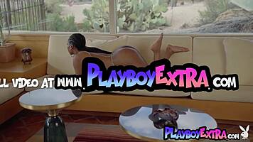 glamorous ebony nyla waldorf strips to reveal her hairy pussy and natural tits