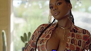 glamorous ebony nyla waldorf strips to reveal her hairy pussy and natural tits