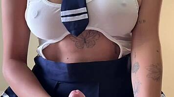 Goth couple fucks passionately after class