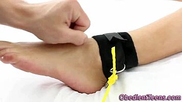 tied teen takes rough doggystyle pounding from monster cock