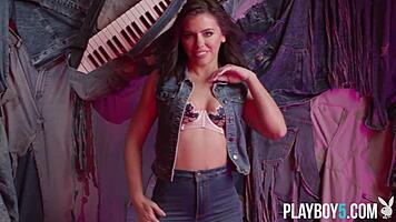 adriana chechik strips slowly in playboy softcore teasing her petite milf curves