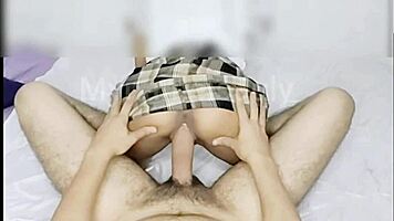 Naughty latina lured home for older man's pounding