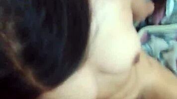 old guy pounds petite 18+ babe doggystyle till cumming on her small tits