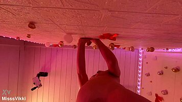 Crazy homemade blowjob on big cock through sheer gloryhole by sexy neighbor