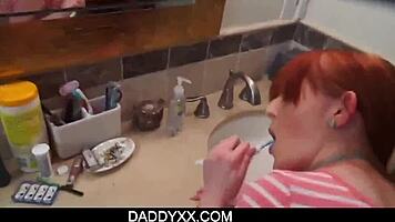 redhead teen gets pounded by older perv daddy